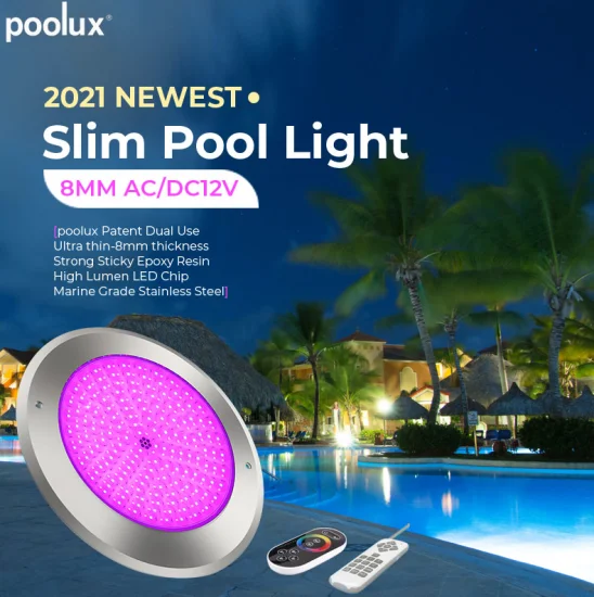 2021 Super Slim IP68 resina impermeable nuevo LED luz de piscina plana subacuática Control remoto